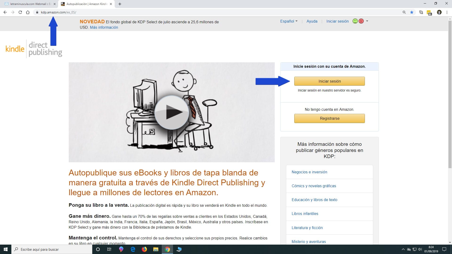 1.-Entrar-cuenta amazon kdp