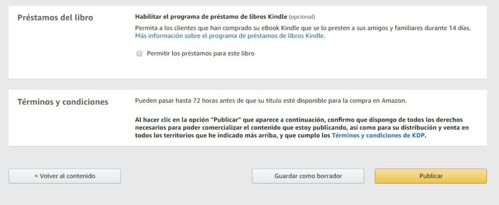 Préstamos y publicar en Amazon KDP