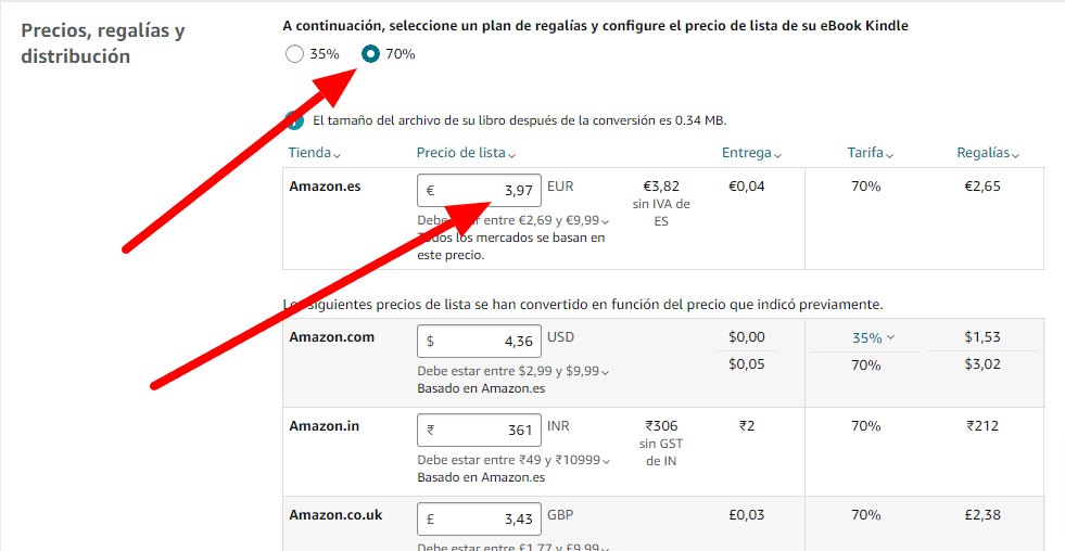 11. Elegir los precios, regalías y distribución.