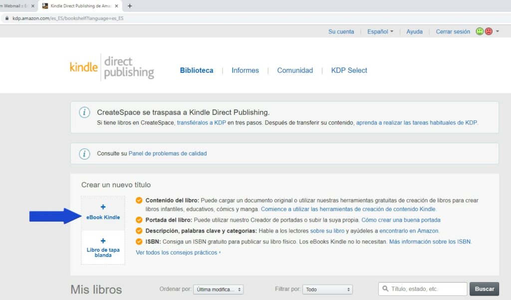 Crear ebook en Amazon KDP