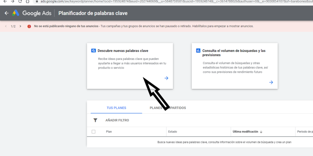 Descubre nuevas palabras clave en Google Ads