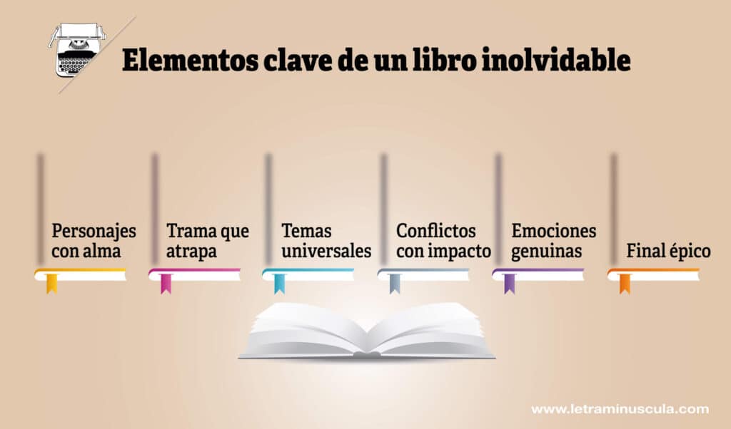 Elementos clave de un libro inolvidable - Infografia