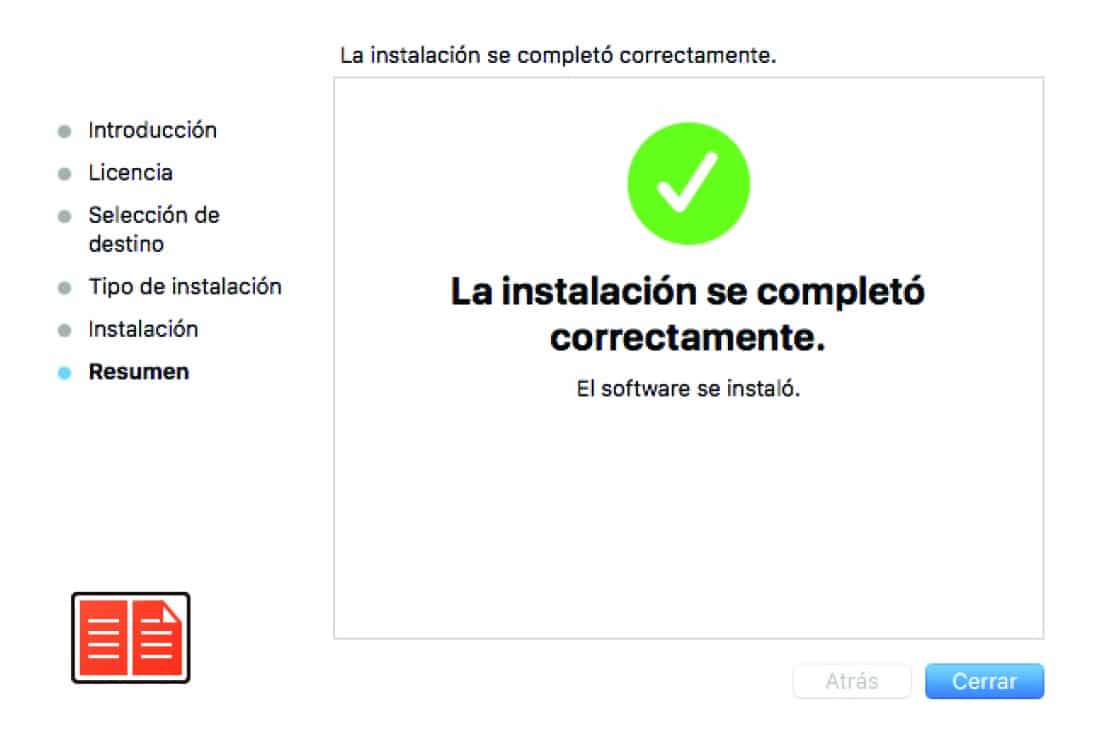 Instalación completada Adobe Digital Editions