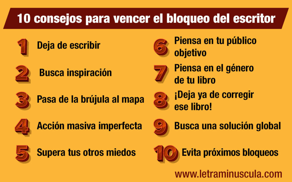 Infografía 10 consejos para vencer el bloqueo del escritor