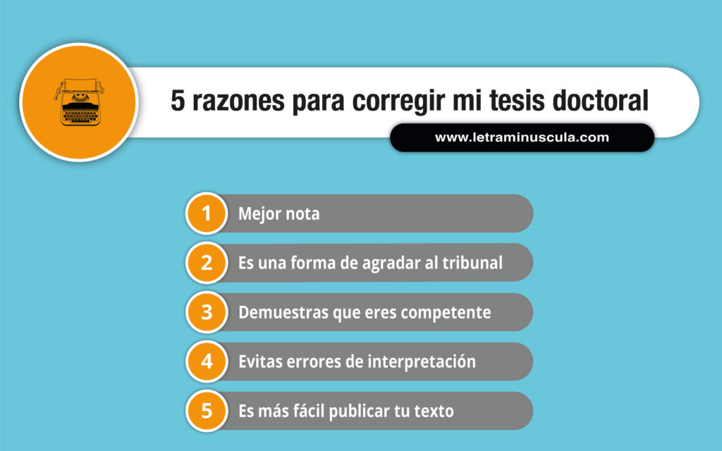 Infografía 5 razones para corregir mi tesis doctoral