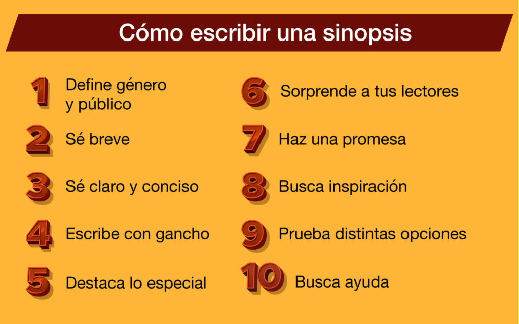 Infografía COMO ESCRIBIR UNA SINOPSIS de un libro