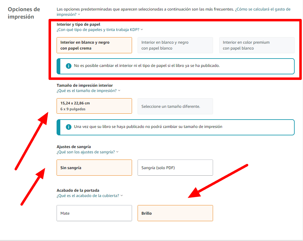 Opciones de impresión tapa dura