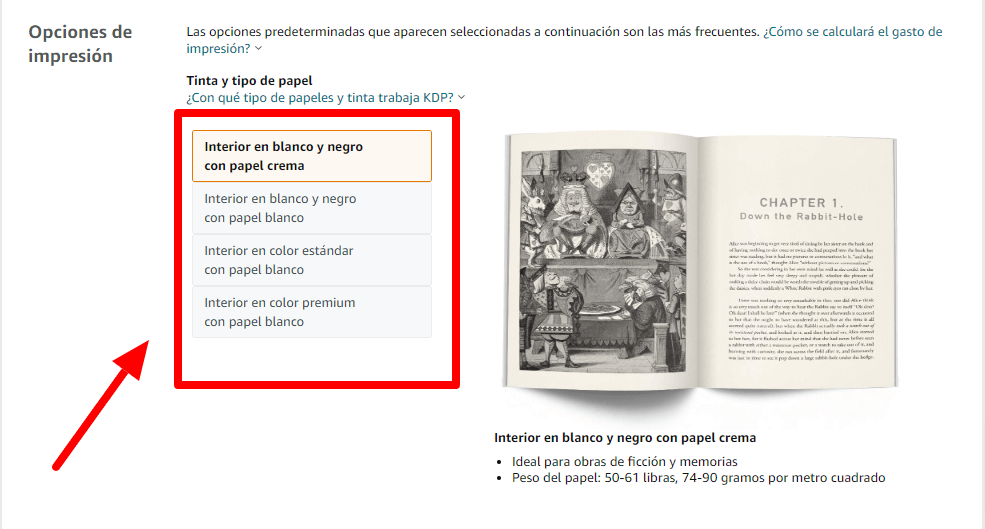 Opciones de impresión